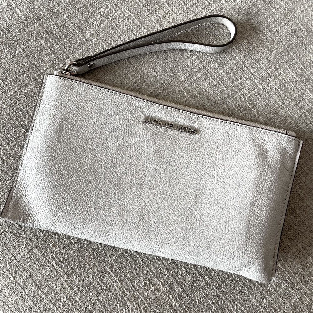 Grey Single Zip Clutch